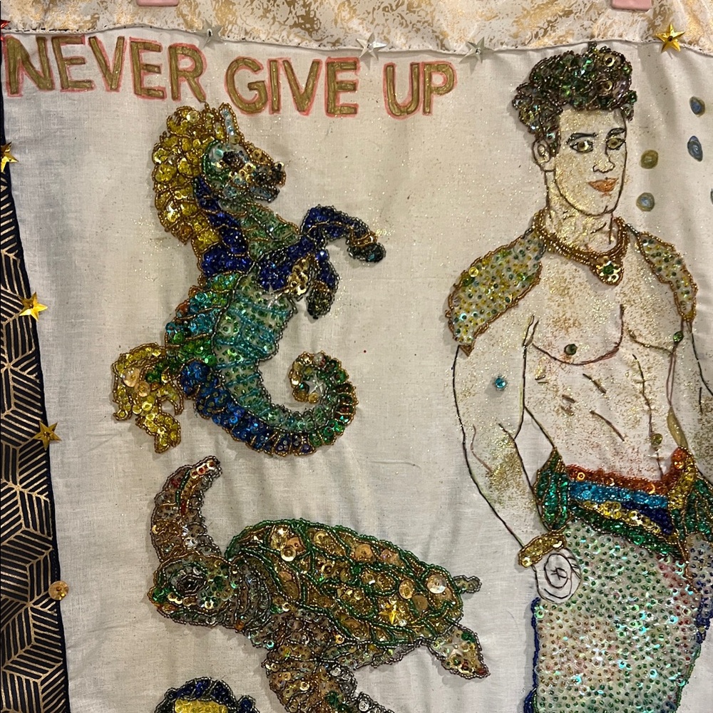 Unframed Wall home/ offices decor. Colorful Beaded MermanTapestry “20 x 23” - Picture 8 of 17